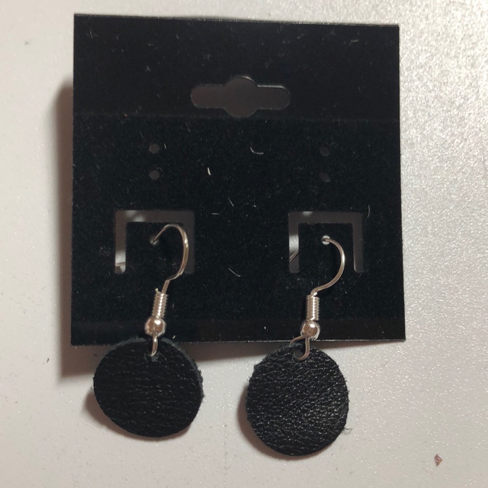 Custom made Black Genuine Leather Earrings